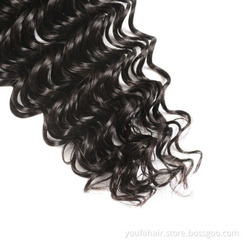 Brazilian Human Hair Deep Wave Bundles Cheap Natural Color With Closure Remy Cuticle Aligned Human Hair Weave Bundles Extension